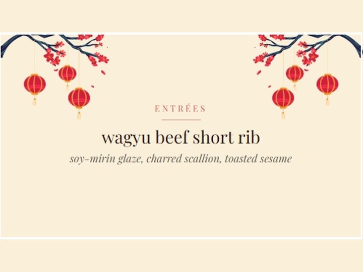 Wagyu beef short rib label in a cherry blossom theme